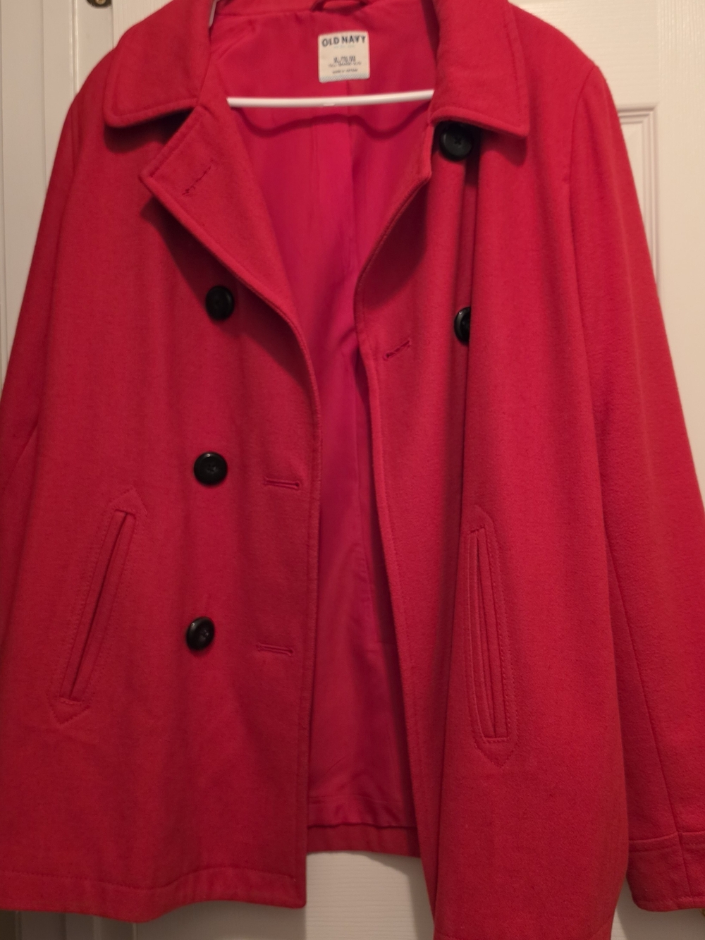 Old Navy Bright Red Double-Breasted Peacoat